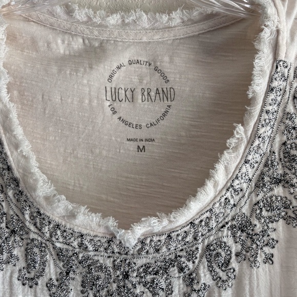 Lucky Brand Women's Embroidered Tank Top SZ M Ivory - Picture 8 of 10